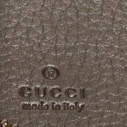 Pre Owned Gucci Metallic Beige Leather Soho Zip Around Organizer Wallet