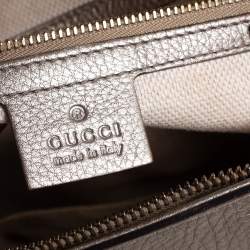 Pre Owned Gucci Metallic Beige Pebbled Leather Soho Working Tote 