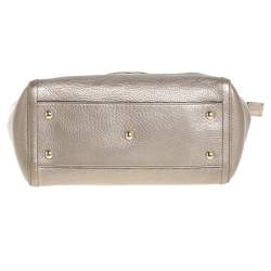 Pre Owned Gucci Metallic Beige Pebbled Leather Soho Working Tote 