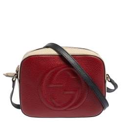 مملوكة مسبقًا Gucci Beige/Burgundy Leather Soho Camera Crossbody Bag