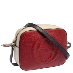 مملوكة مسبقًا Gucci Beige/Burgundy Leather Soho Camera Crossbody Bag