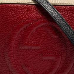 مملوكة مسبقًا Gucci Beige/Burgundy Leather Soho Camera Crossbody Bag