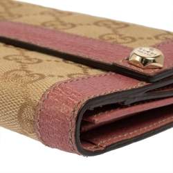 Gucci Beige/Pink GG Canvas and Leather Charmy Continental Wallet