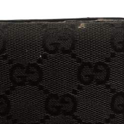 مملوكة مسبقًا Gucci Black GG Canvas and Leather Horsebit Clasp Continental Wallet