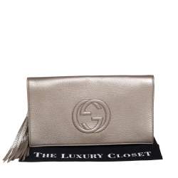 Pre Owned حقيبة كلتش غوتشي سوهو جلد محبب ذهبي