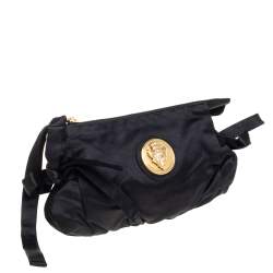 Pre Owned حقيبة كلتش غوتشي حمالة معصم هيستريا صغيرة ساتان أسود