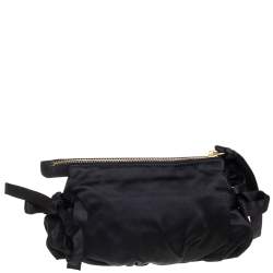 Pre Owned حقيبة كلتش غوتشي حمالة معصم هيستريا صغيرة ساتان أسود