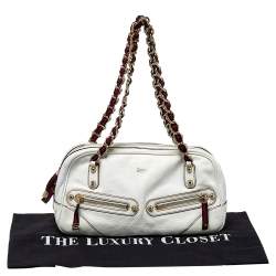 Pre Owned حقيبة كتف غوتشي كابري جلد أبيض سلسلة وسحاب