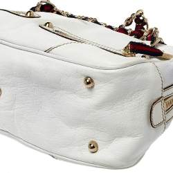 Pre Owned حقيبة كتف غوتشي كابري جلد أبيض سلسلة وسحاب