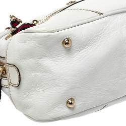 Pre Owned حقيبة كتف غوتشي كابري جلد أبيض سلسلة وسحاب