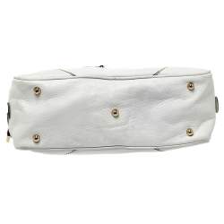 Pre Owned حقيبة كتف غوتشي كابري جلد أبيض سلسلة وسحاب