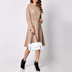 Pre Owned حقيبة كتف غوتشي كابري جلد أبيض سلسلة وسحاب