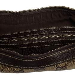 Pre Owned Gucci Brown/Beige GG Canvas and Leather Baguette