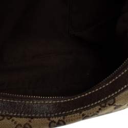 Pre Owned Gucci Brown/Beige GG Canvas and Leather Baguette
