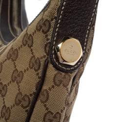Pre Owned Gucci Brown/Beige GG Canvas and Leather Baguette