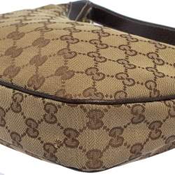 Pre Owned Gucci Brown/Beige GG Canvas and Leather Baguette