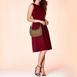 Pre Owned Gucci Brown/Beige GG Canvas and Leather Baguette