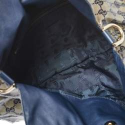 Pre Owned Gucci Blue/Grey GG Crystal Coated Canvas Hysteria Hobo