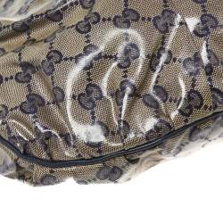 Pre Owned Gucci Blue/Grey GG Crystal Coated Canvas Hysteria Hobo