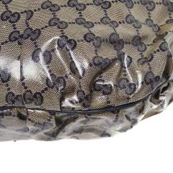 Pre Owned Gucci Blue/Grey GG Crystal Coated Canvas Hysteria Hobo