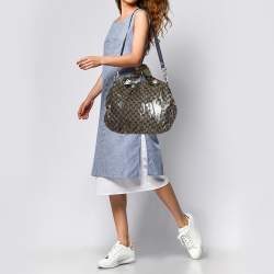 Pre Owned Gucci Blue/Grey GG Crystal Coated Canvas Hysteria Hobo