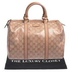 مملوكة مسبقًا Gucci Blush Pink GG Crystal Coated Canvas Medium Joy Boston Bag
