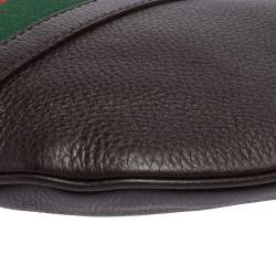 Pre Owned Gucci Brown Leather Medium Vintage Web Messenger Bag