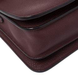Pre Owned Gucci Maroon Soft Pebbled Leather Jackie Flap Shoulder Bag
