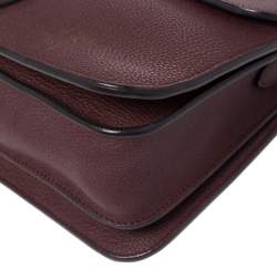 Pre Owned Gucci Maroon Soft Pebbled Leather Jackie Flap Shoulder Bag