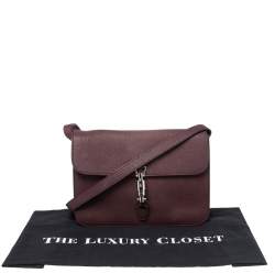 Pre Owned Gucci Maroon Soft Pebbled Leather Jackie Flap Shoulder Bag