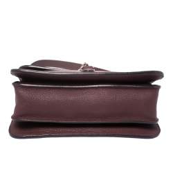 Pre Owned Gucci Maroon Soft Pebbled Leather Jackie Flap Shoulder Bag