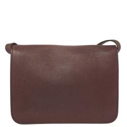 Pre Owned Gucci Maroon Soft Pebbled Leather Jackie Flap Shoulder Bag
