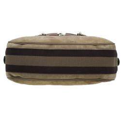 Pre Owned Gucci Brown Leather Medium Web Horsebit Heritage Hobo