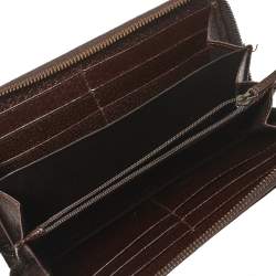 مملوكة مسبقًا Gucci Beige/Ebony GG Canvas and Leather Zip Around Wallet