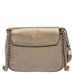 Pre Owned حقيبة كروس غوتشي سوهو سلسلة جلد ذهبي ميتاليك