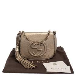 Pre Owned حقيبة كروس غوتشي سوهو سلسلة جلد ذهبي ميتاليك