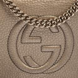 Pre Owned حقيبة كروس غوتشي سوهو سلسلة جلد ذهبي ميتاليك