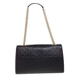 مملوكة مسبقًا Gucci Black Guccissima Leather Medium Emily Shoulder Bag
