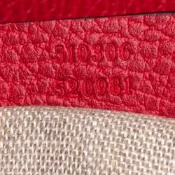 مملوكة مسبقًا Gucci Red Leather Dollar Interlocking G Top Handle Bag