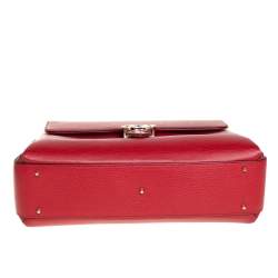 مملوكة مسبقًا Gucci Red Leather Dollar Interlocking G Top Handle Bag