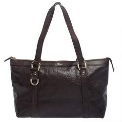مملوكة مسبقًا Gucci Dark Brown Guccissima Leather Medium Abbey Tote
