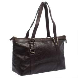 مملوكة مسبقًا Gucci Dark Brown Guccissima Leather Medium Abbey Tote