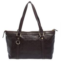 مملوكة مسبقًا Gucci Dark Brown Guccissima Leather Medium Abbey Tote