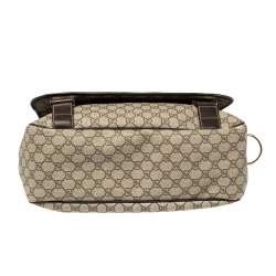 Pre Owned Gucci Beige/Ebony GG Supreme Canvas and Leather Messenger Diaper Bag