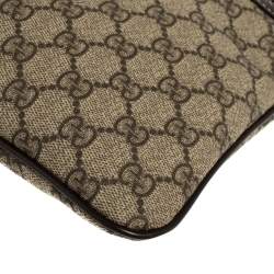 Pre Owned Gucci Beige GG Supreme Canvas Flat Messenger Bag