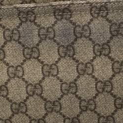 Pre Owned Gucci Beige GG Supreme Canvas Flat Messenger Bag