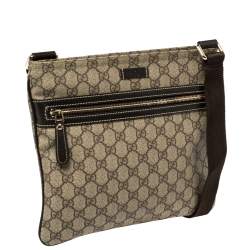 Pre Owned Gucci Beige GG Supreme Canvas Flat Messenger Bag