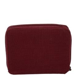 Gucci Red Canvas Logo Zip Around Compact Wallet