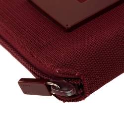 Gucci Red Canvas Logo Zip Around Compact Wallet