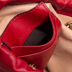 Pre Owned Gucci Red Matelasse Leather Mini GG Marmont Torchon Bucket Bag      